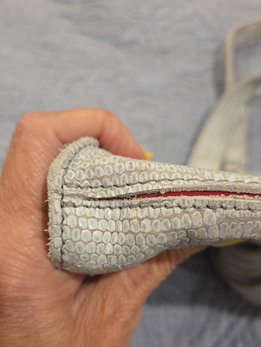 Hammitt Tony Leather Crossbody Bag - Light Grey Textured/Lizard Embossed Bag! - Picture 9 of 14